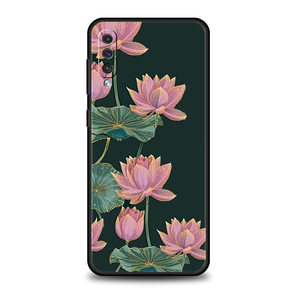 Phone Case For Samsung A56 A36 A26 A24 A12 A14 A16 A50 A70 A20E A10S A22 A40 A34 A54 A42 A52 5G A04s A06 Cover Lotus Pattern