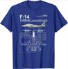 Maglietta Unisex a Maniche Corte Casual Girocollo in Cotone con Diagramma del Caccia Navale F14 Tomcat