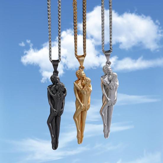 Kram Soulmate Halsband Omfamnande Par Hänge Halsband Kvinnor Män Kärlek Minnessak Smycken Gåva till Årsdag Alla hjärtans dag Honom Henne