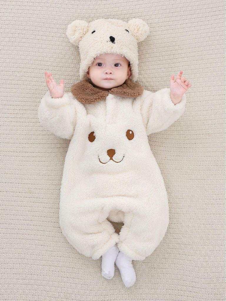 Cozy Fleece Cotton Baby Romper - Warm Long Sleeve Onesie for Autumn/Winter (Newborn To Toddler)