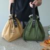 Nordic simple ins drawstring letter webbing insulated meal bag industrial canvas portable lunch box bag