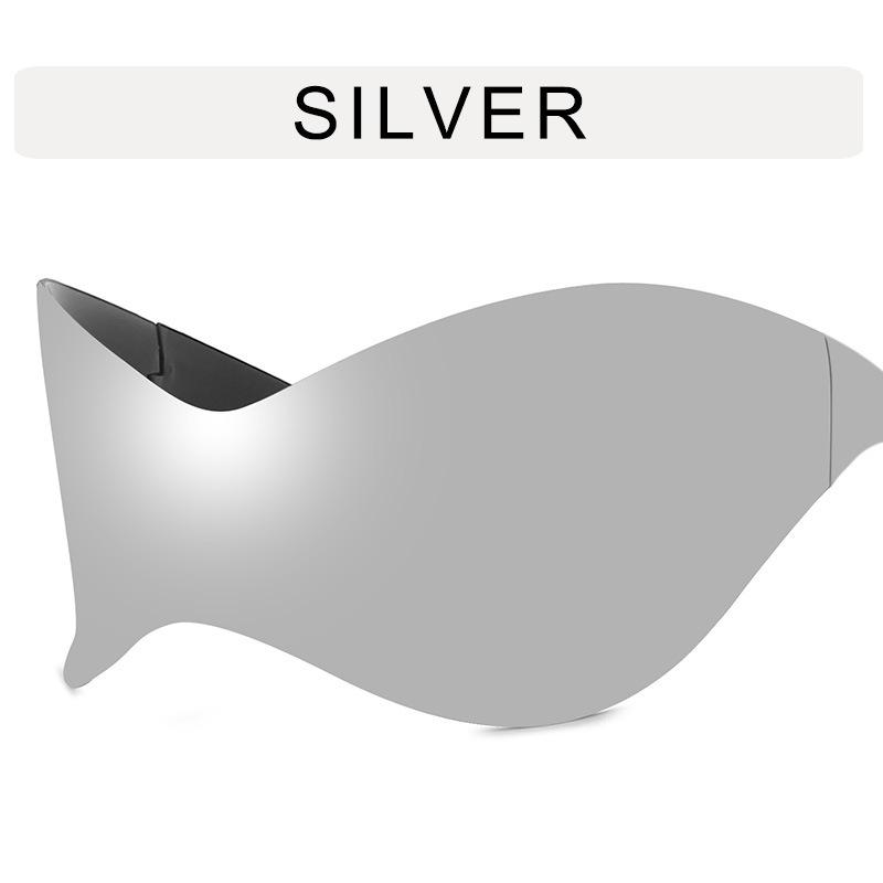 Damskie wiatroodporne bezramkowe okulary przeciwsłoneczne Y2K do jazdy na rowerze - Europejski i Amerykański Styl Punkowa Maska