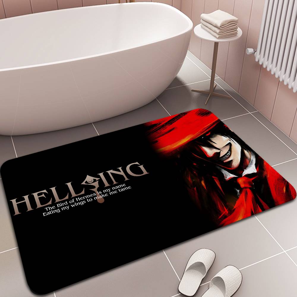 Horror Anime H-Hellsing Floor Mat Rectangle Anti-slip Home Soft Badmat Front Door Indoor Outdoor Mat Welcome Doormat