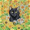 CRYSTAL ART Kit Card Diamond Embroidery 18x18cm Cat In the Meadow