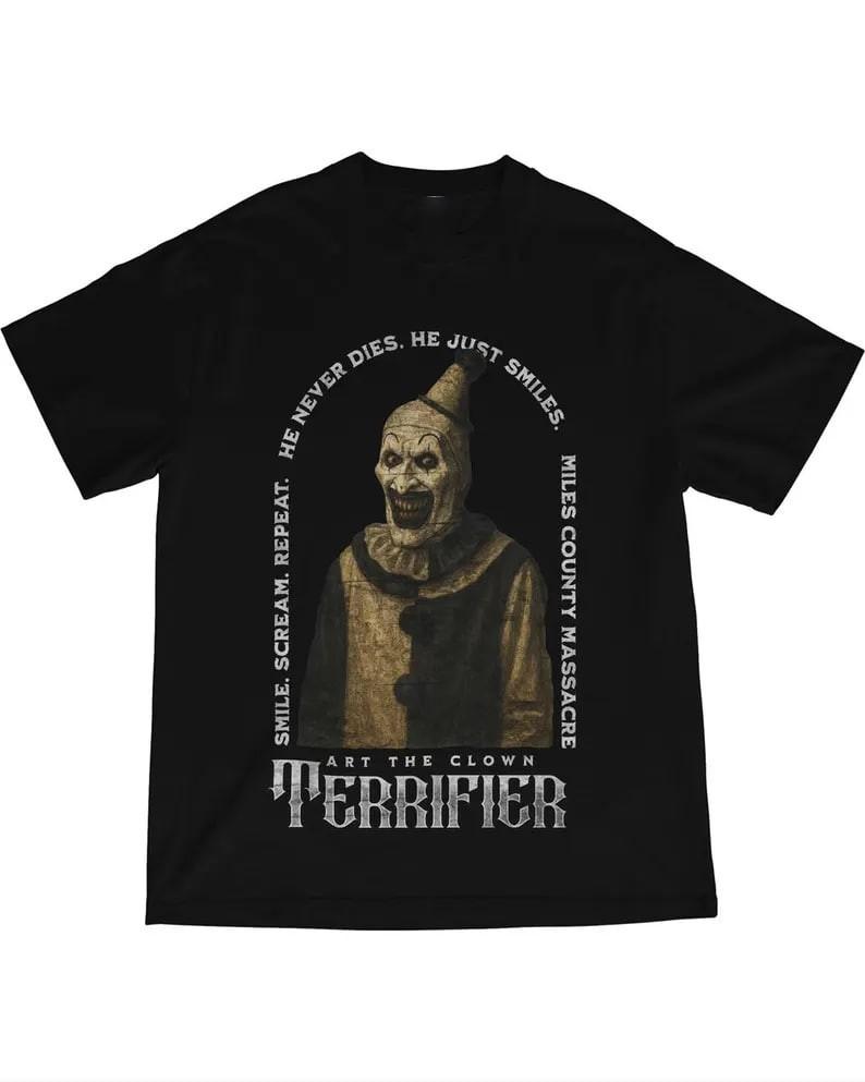 Terifier Art Clown Shir Mile County Horror Graphic Gift Fan All Sizes XXL