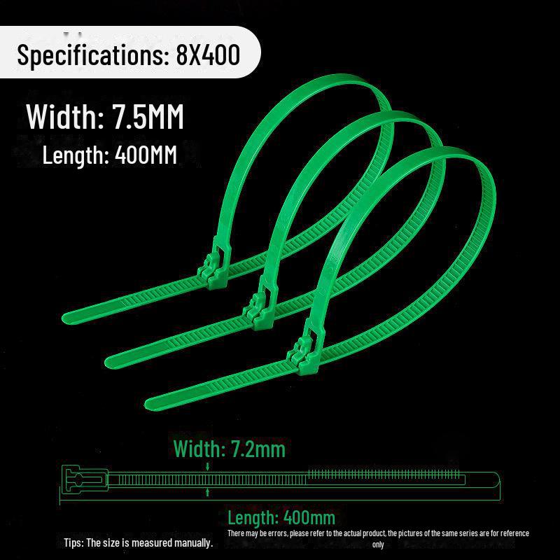 Reusable Nylon Cable Tie with Releasable Buckle - Black & White