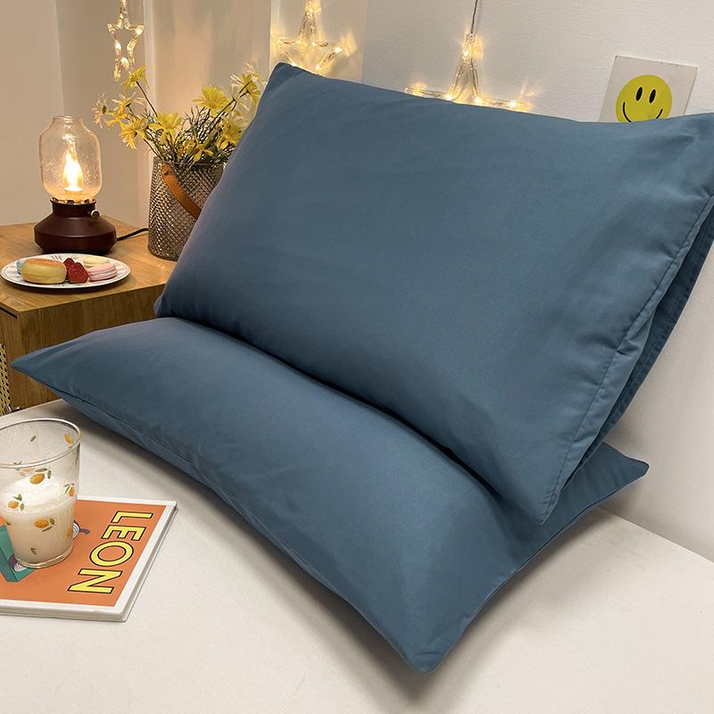 Brushed Solid Color Washed Cotton Pillowcases, Pair, Simple Style, Four Seasons