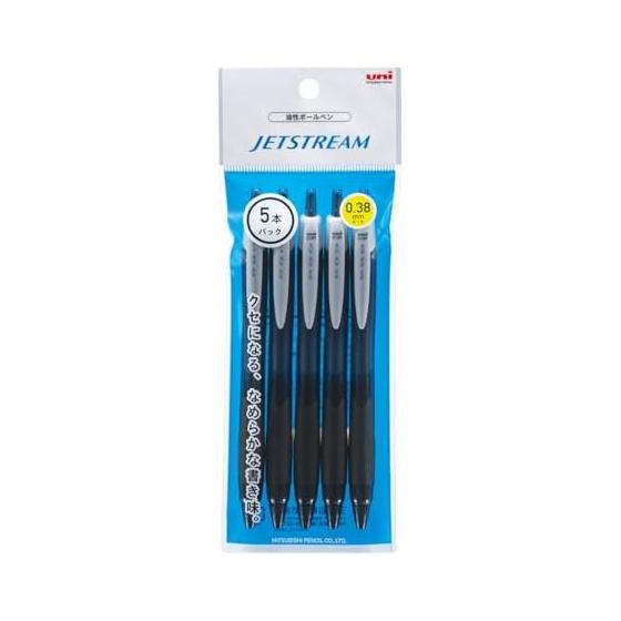 Mitsubishi Pencil Oil-Based Ballpoint Pen Jet Stream 5 Pieces 0.38 Black Smooth SXN150385P.24