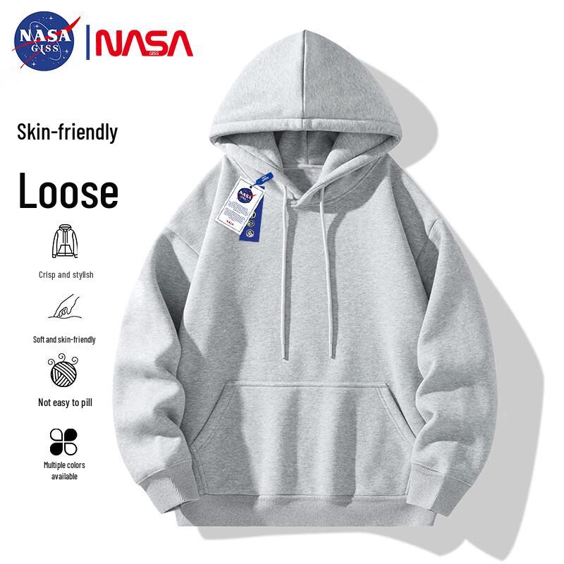 NASA GISS Men's Solid Loose-Fit Hooded Sweatshirt