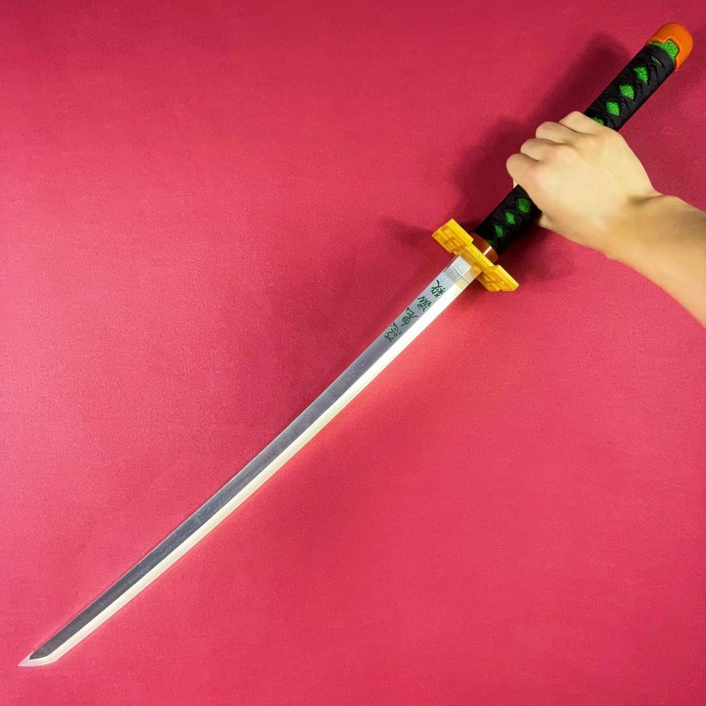 

Demon Slayer Tokitou Muichirou Katana Luminous Sword Light Blade Sabre Anime Cosplay Prop Real Size Japanese Toy 40inch Kid Friendly Entertaining Fun 104cm