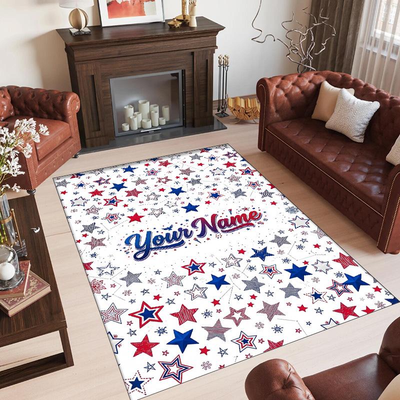Space Cosmic Theme Crystal Velvet Rug Personalized Custom Name Text Soft Floor Mat Home Decor