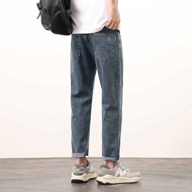 Straight-leg Jeans Summer Thin Trendy Brand Slim Straight-leg Pants Korean Style Trendy Stretch Jeans Men's High Street American Style