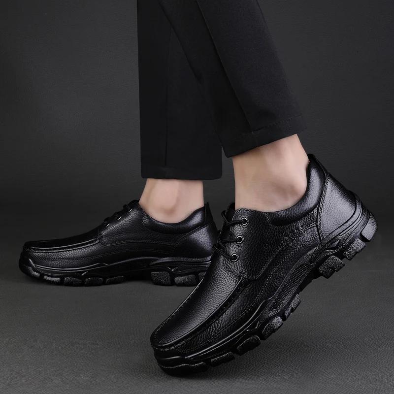 Genuine Leather Shoes Men Loafers Soft Cow Leather Men Casual Shoes New Male Footwear Black Business Formal Shoes