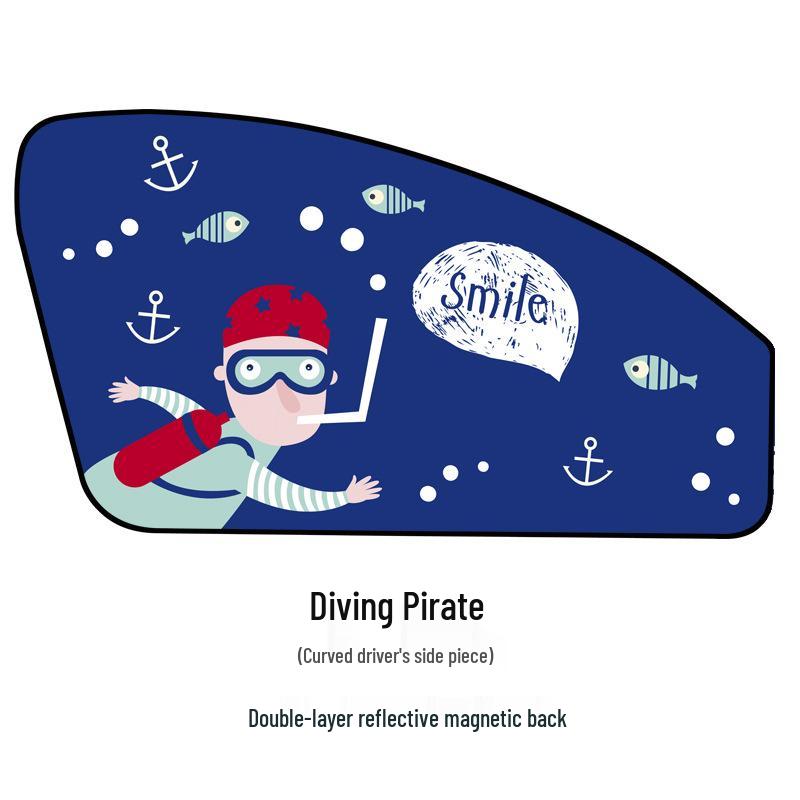 Car Magnetic Curtains - Cartoon Pirate UV Protection Blackout Sunshade