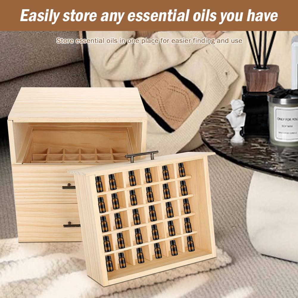 90-Slot Wooden Essential Oil Storage Box 3-Layer Organizer Box Aromatherapy Organizer Keep Your Oil Safe & Space Saver