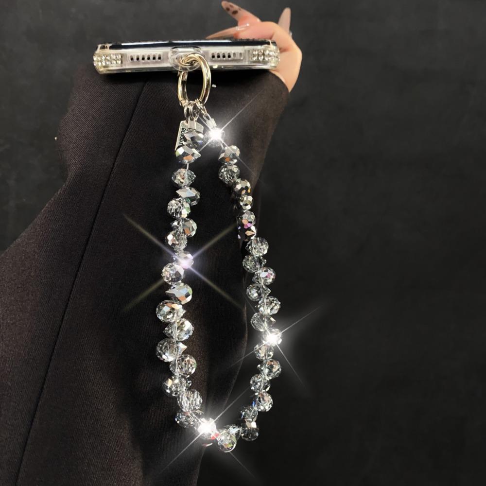 Glitter Crystal Bead Pendant Detachable Wrist Crystal Chain Stylish Bag Pendant  for Women Girls