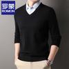 Romons Men's Faux Two-Piece Shirt Collar Knit Sweater