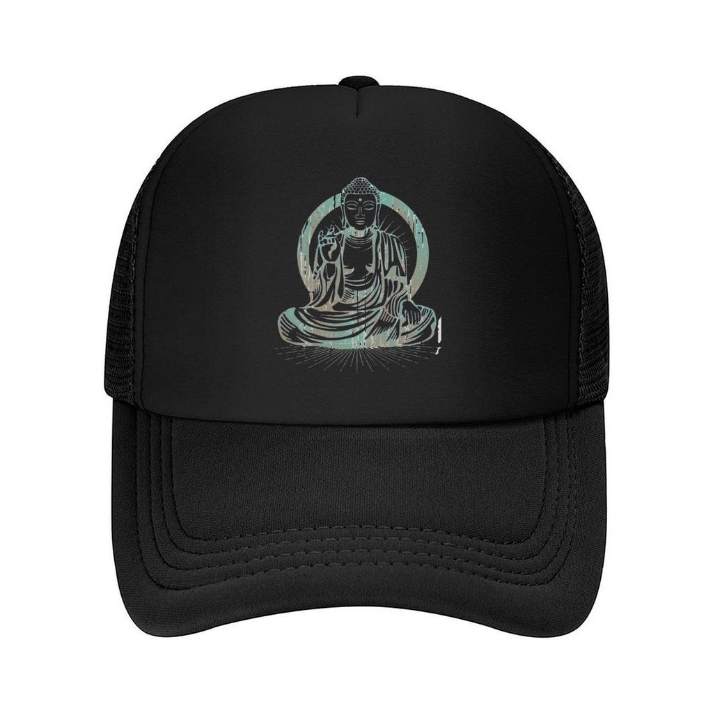 Distressed Buddha Art Graphic Mesh Baseball Cap Casual Hat Outdoor  For Womens Unisex FeUnisex