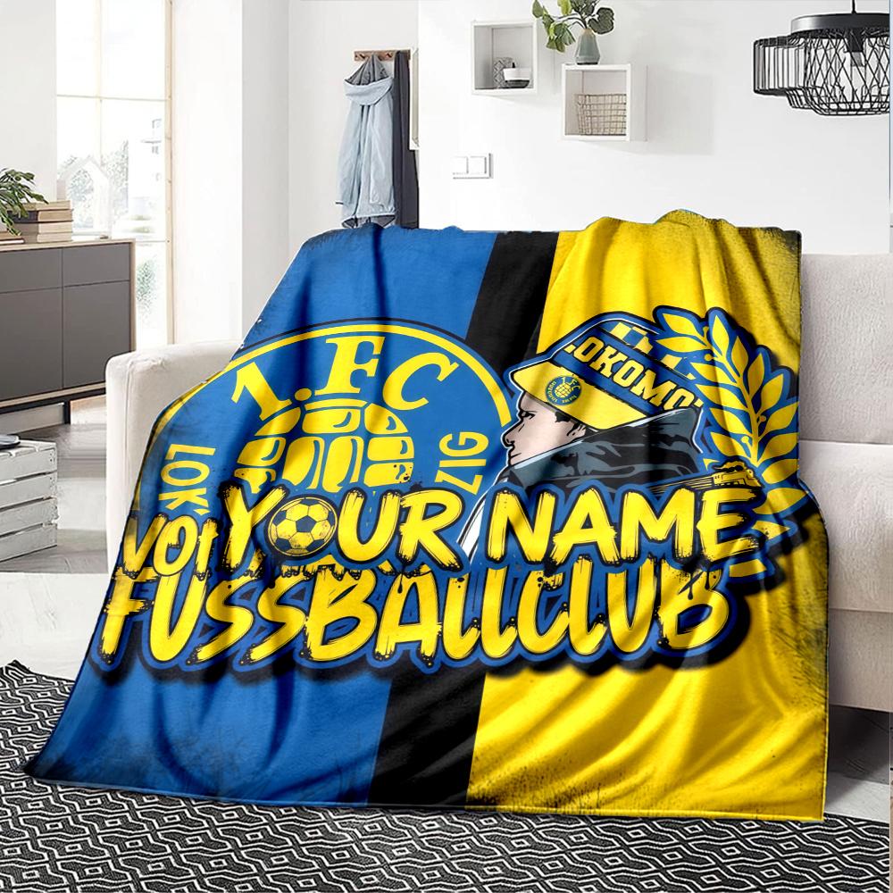 1PC 1 Fc Lokomotive Leipzig Custom Name Patterned Flannel Blanket Suitable For All Seasons for Home Decor Warmth and Comfort Gifts Holiday Present