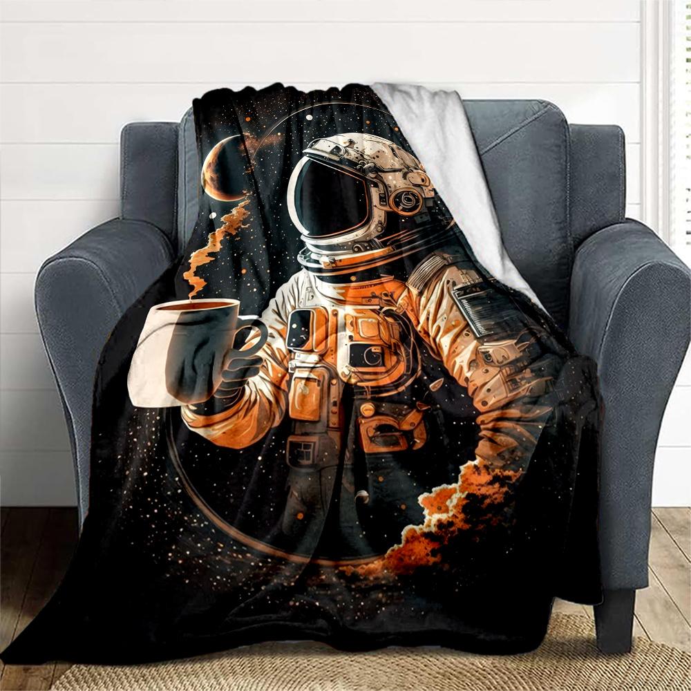 1pc Astronaut Space Flannel Blanket, Comfortable and Warm Blanket, for Camping Sofa Bed and Couch Office012