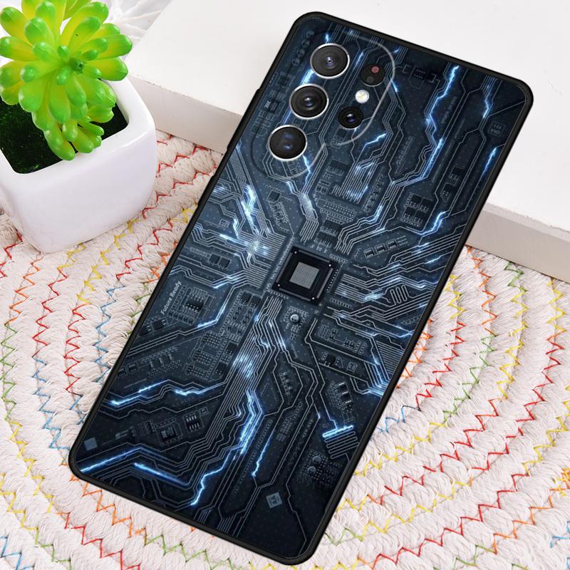 Motherboard Circuit Board Silicone Phone Case For Samsung Galaxy note 10 pro S26 S25 S24 S23 S22 S21 Plus S25Ultra Capa Cover