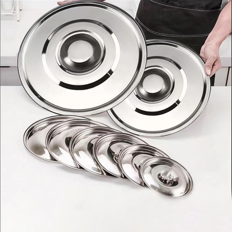 10-26Cm Round Pot Lid Thicken Stainless Steel Saucepan Cover Replacement Universal Kitchen Food Lid Kitchen Supplies