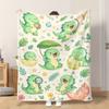 1pc Flannel Blanket Dinosaur with Leaves And Stars That Lightweight Soft Comfortable and Warm Shawl/nap Blanket/sofa Blanket Is Su