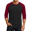 Men's Round Neck Contrast Color Raglan Three-quarter Sleeve Top T-shirt