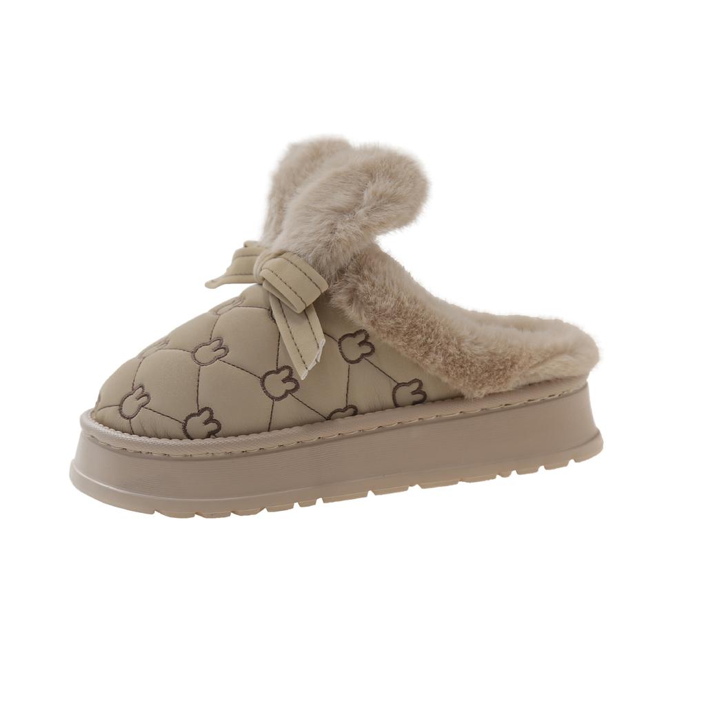 Cixi cotton slippers autumn and winter new thick bottom bag head rabbit ears home indoor non-slip warm