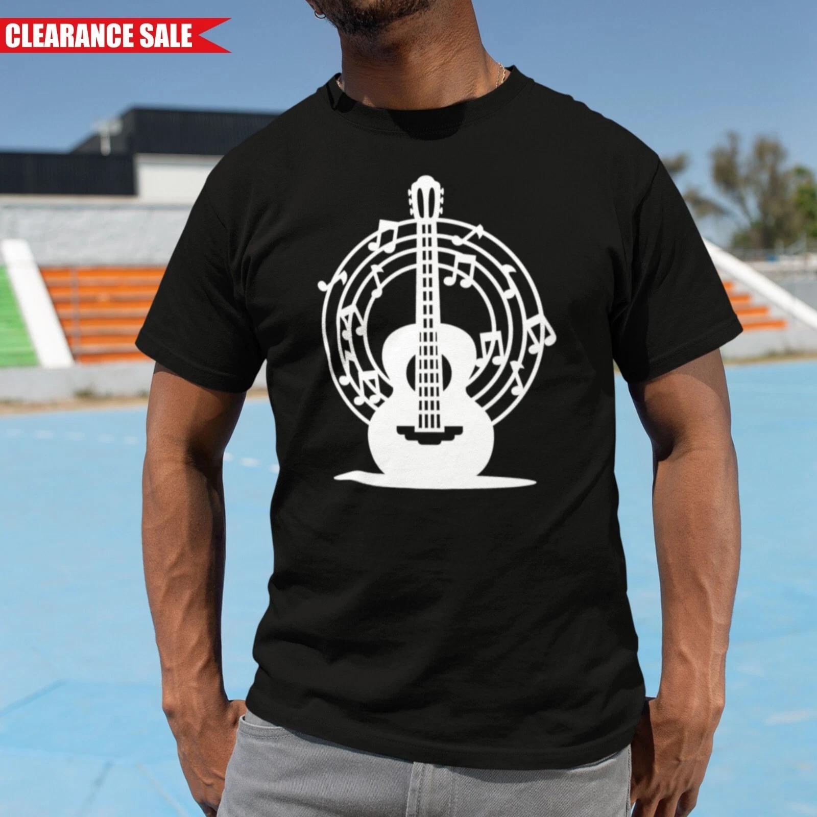 Guitar Notes Electric Guitarist Player Rock Printed T Shirt Mens Cotton Tee Top L