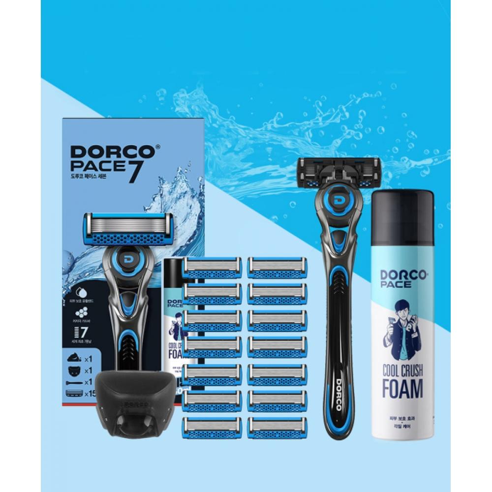 Dorco Face 7 Shaver Large Capacity Full Set No. 7  Handle+blade Total 15 Packs+foam+case 