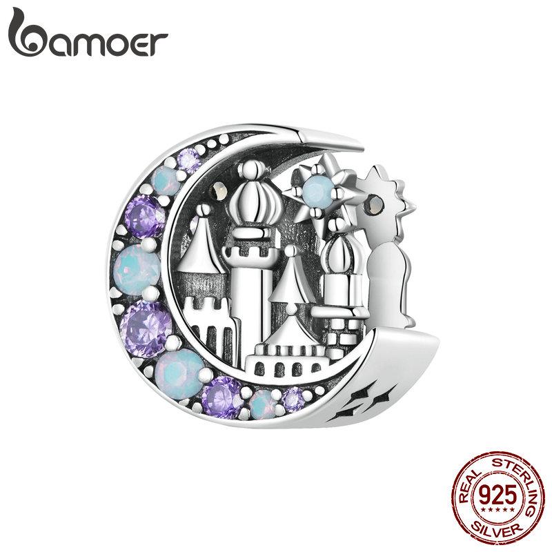Bamoer 925 Sterling Silver Moonlight Jewels Charm Moonlight Castle Beads for Bracelet DIY Jewelry