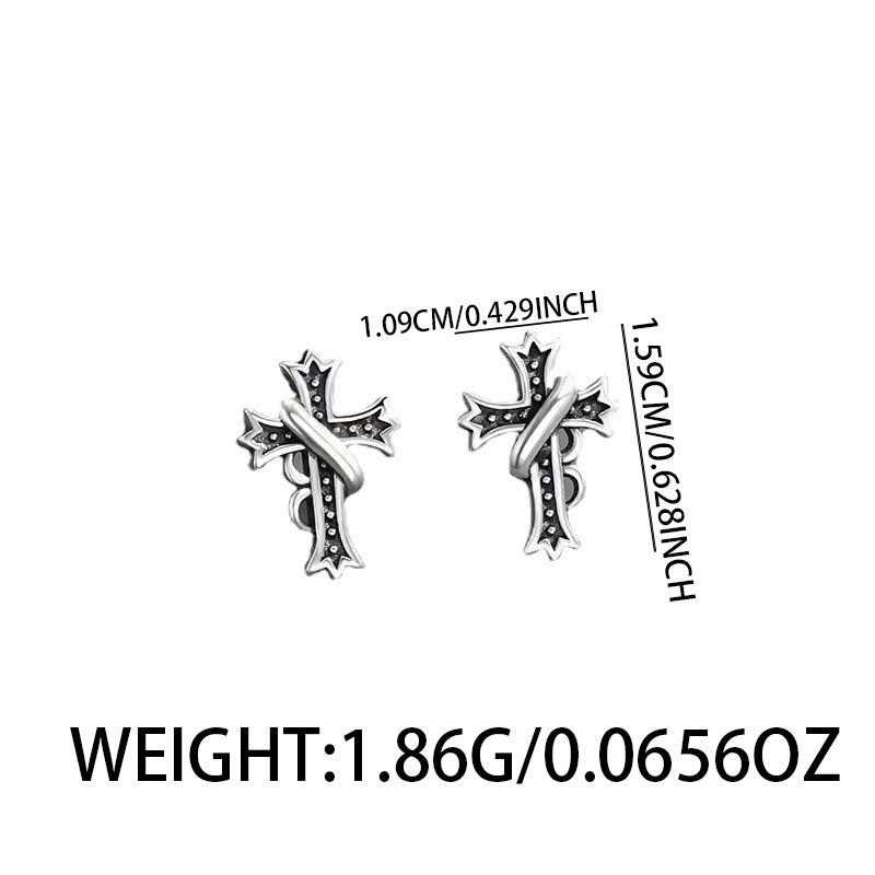 Cross Stud Earrings Niche Fashion Design High Sense Trend Personality Versatile Cool Men's Ear Jewelry