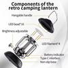 Outdoor Camping Lantern Portable USB Rechargeable Lamp Retro LED Light For Emergency Fishing Hiking Tent Nightlight Waterproof