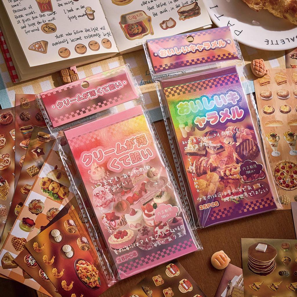 25 pcs Japanese Snack Die-Cut Sticker Book, Showa Retro Theme, DIY Journal Collage Supplies