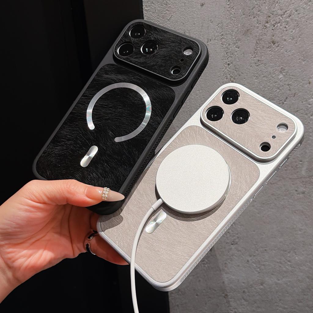 Luxury Luo Velvet Backplane High Quality Protect Phone Cover For 18 17 16 15 14 Pro Max Magnetic Phone Case For Magsafe