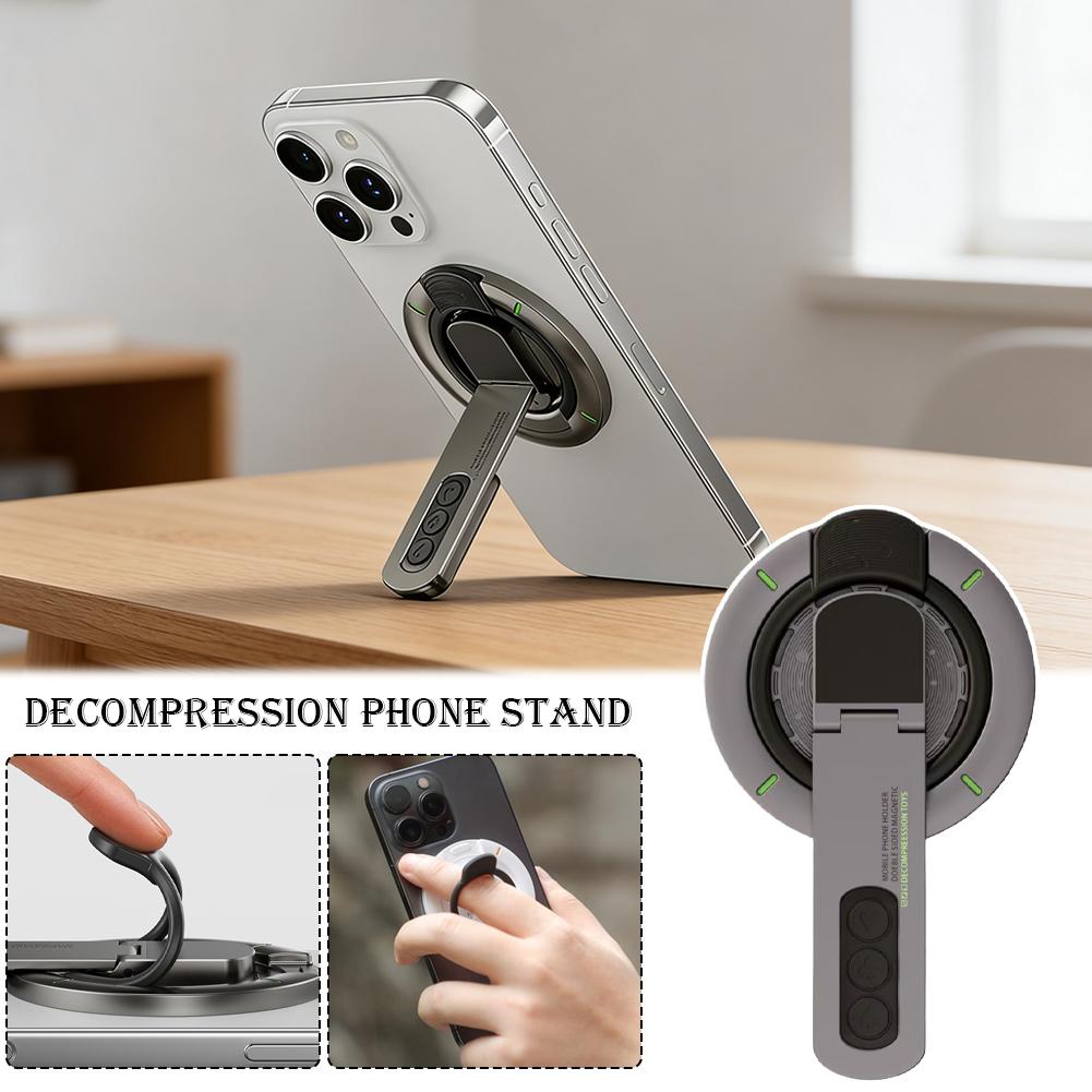 Mechanical Fidget Phone Stand Magnet Ring Holder With Click Sound Double Sided Magnetic Mount 360 Swivel Grip For Magsafe Case