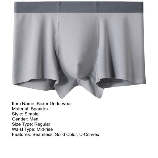 Men Boxer Underwear Elastic Mid-Waist U-Convex Breathable Shorts Briefs Patchwork Color Seamless Comfort Fit Underwear