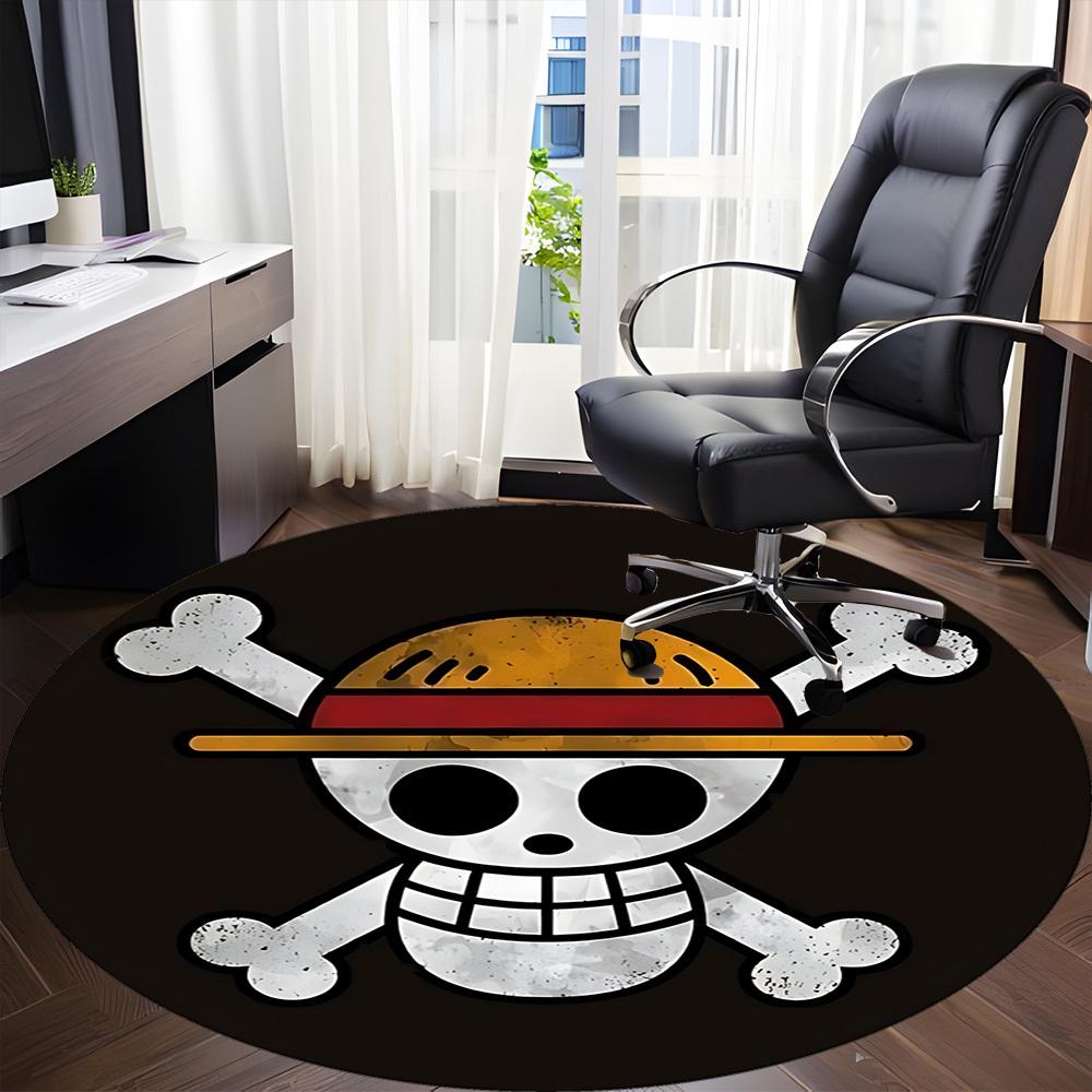 One Piece Skull Office Round Area Rug,  Under Office Chairs Bedroom Living Room Home Decor A0908127