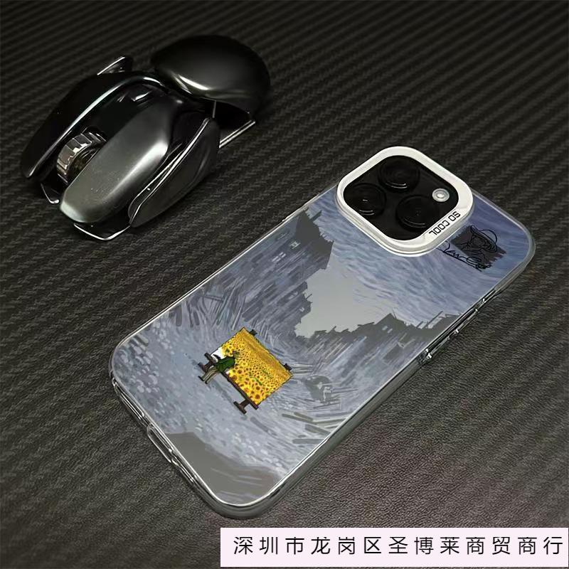 Art Oil Painting Is Suitable for Apple 16promax Mobile Phone Case 15Plus/14PRO Colored Silver 13/12 Trendy 11X.