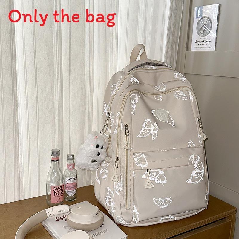 Simple Capacity Large Backpack With Butterfly And Letter Print Design For Daily