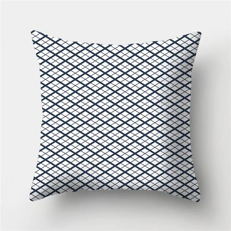 Sofa Cushion Pillow Home Decor Pillowcase Geometric  Cover Blue Grey  Decoration