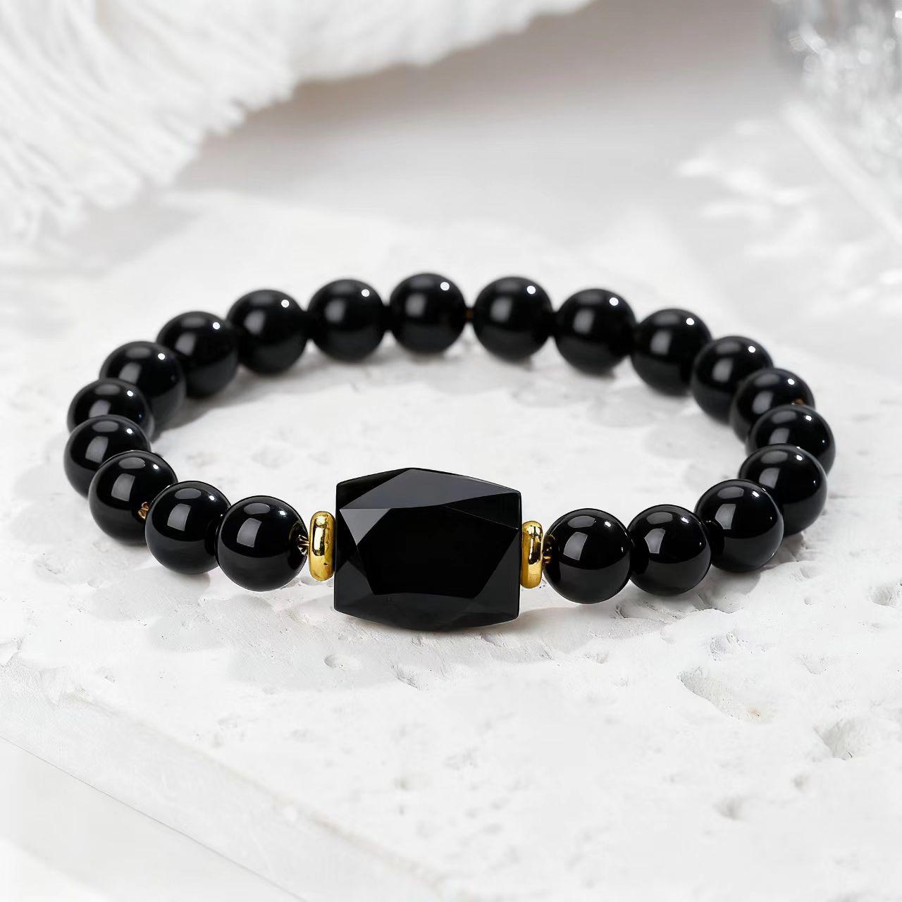 

1pc Square Amethysts Beads Bracelet For Women Men 8mm Natural Stone Rose Quartzs Elastic Bracelet Jewelry Gifts