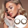 Contemporary Leopard Print Circula Studs Unique Geometric Leopard Print Earrings Charm for Party Date Outfit Enhancement