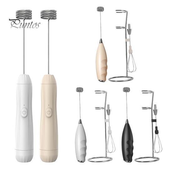 Milchaufschäumer, elektrischer Mixer, Edelstahl-Mixer, 2-in-1, wiederaufladbar, Schneebesen, Schaumbereiter für Kaffee, Latte, Cappuccino, heiße Schokolade, Matcha