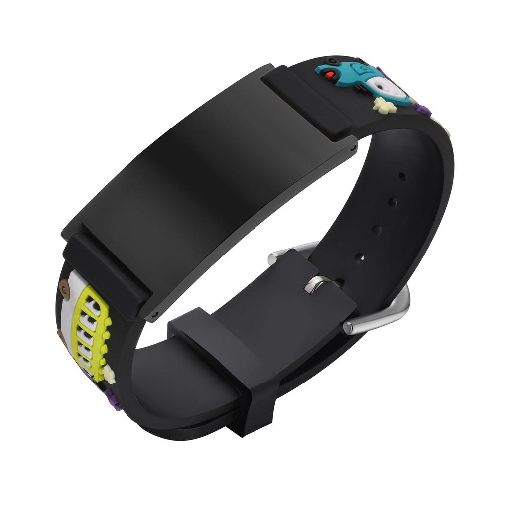 Vnox Free Engraving Medical Bracelets for Boys Girls,Adjustable Colored Cartoon Butterfly Car Silicone Bangle,Emergency Bracelet