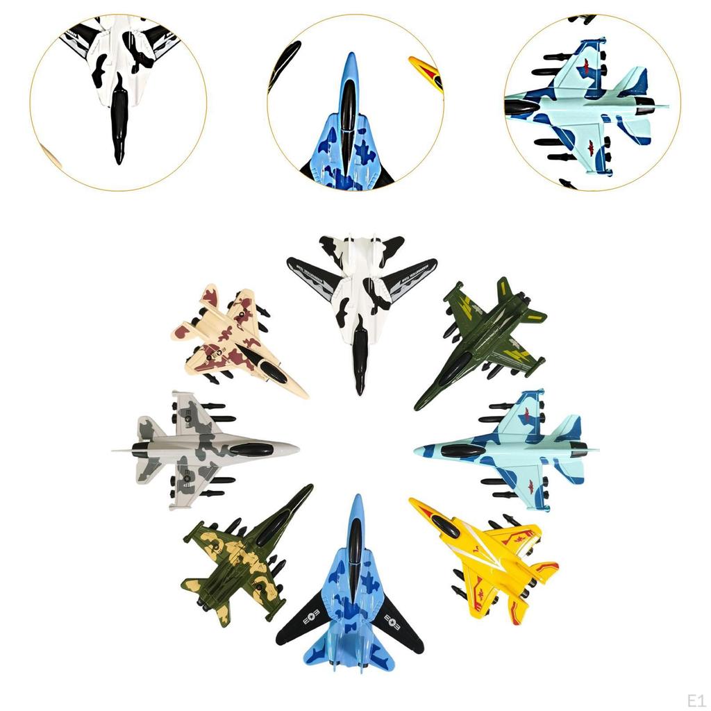 8x Alloy Fighter Toys Children Toy Aircraft Ornament Aviation Commemorate Durability Souvenir