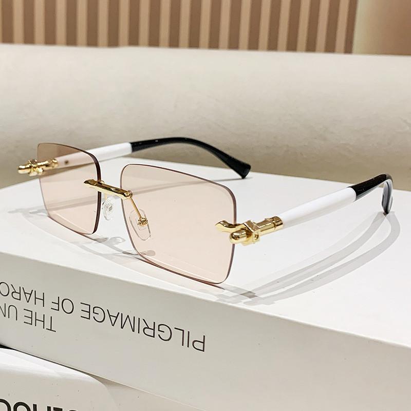 

Frameless Square Sunglasses For Men And Women With Polarized Uv400 Protection For Fashion Street Wear TransparentTea