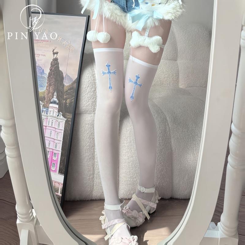 Cute Printed Socks Long Tube Knee Socks Jk Thigh Socks Japanese Two-Dimensional Black Stockings High Tube Socks