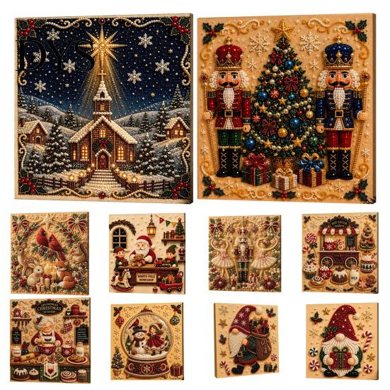 Artistic Leisure Activity DIY Christmas Pearl Painting Kit, Handmade Decorative Art Craft for Unique Holiday Desk Decoration Home Decor, Funny